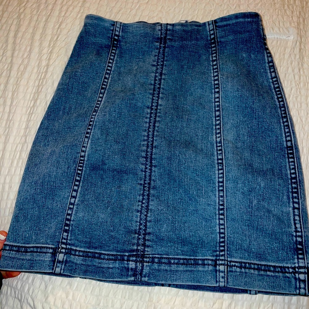 free people jean mini-skirt